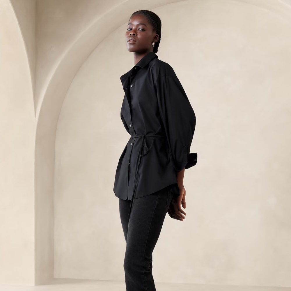 Banana Republic 100% Cotton Collared Tie Shirt size Large